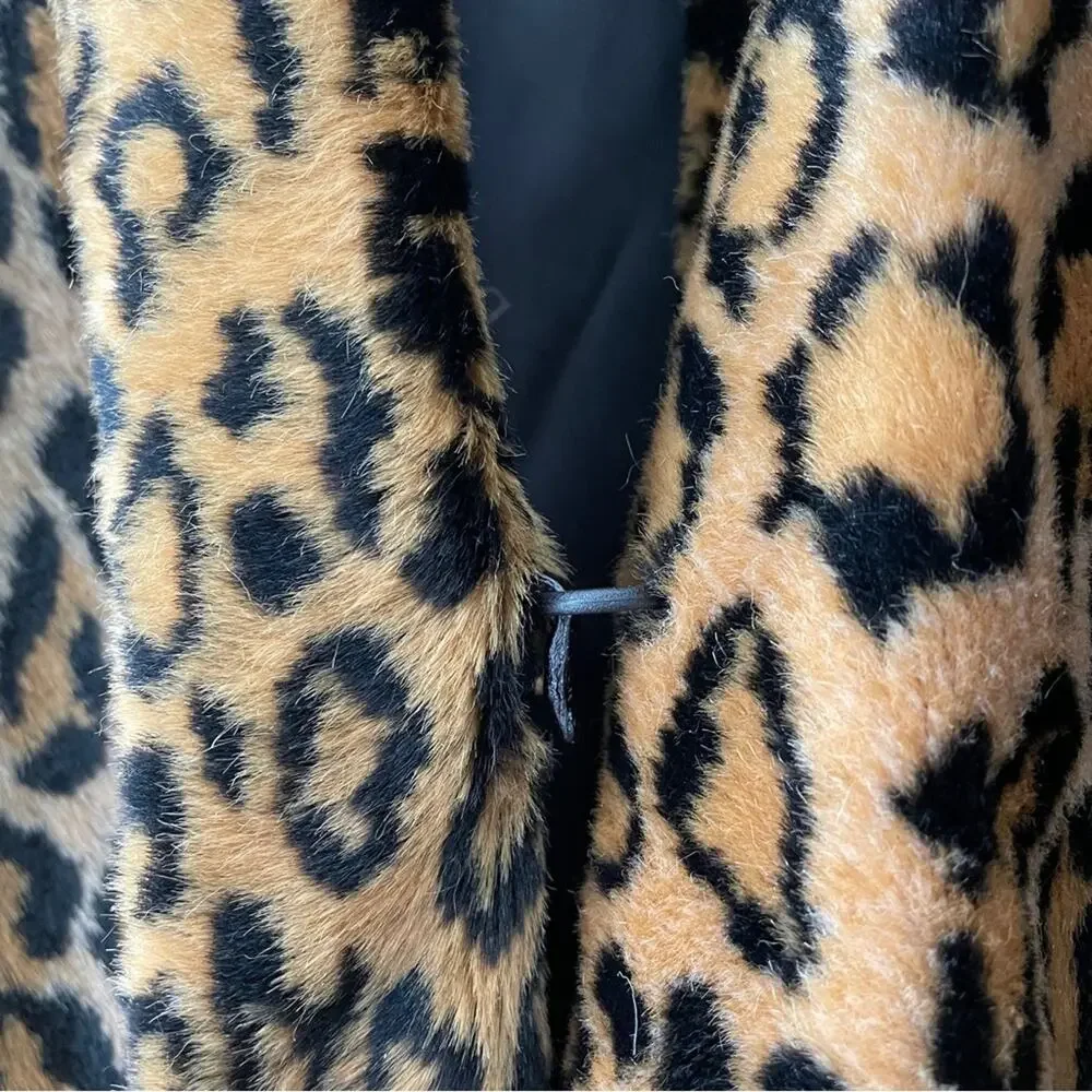 Dennis Basso Leopard Print Faux Fur Coat 1X Vintage Animal Print Mob Wife Style